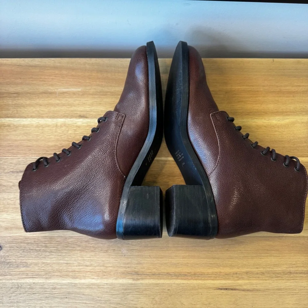 Jeffrey Campbell Gemini Women 10 Brown Pebbled Leather Block Heel Ankle Boots